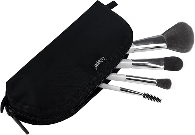 Gloppie Makeup Brush Holder Travel, Small Make Up Brush Organizer Pouch - Make Up Brush Traveling Case Portable Cosmetic Pouch, Holds 10 Brushes, Perfect for Traveling and Organization, Black