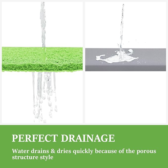 LuxStep Shower Mat Bathtub Mat,36x16 inch, Non-Slip Bath Mat with Drain, Quick Drying PVC Loofah Bathmat for Tub,Shower,Bathroom (Grass Green)