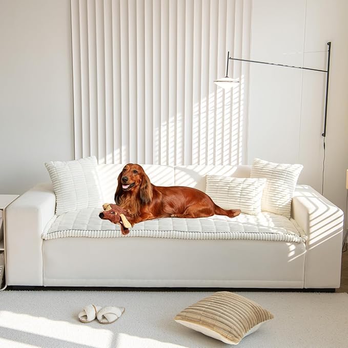 Mitid Sofa Cover Fuzzy Couch Cover for Pet, Couch Covers for Dogs Washable Non-Slip Sofa Slipcover Cushion Protector Pets Friendly Mat Bed