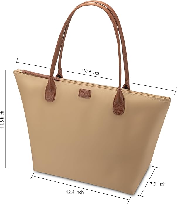 Nylon Tote Bag for Women, Large Foldable Weekend Hobo Purses for Women, Shoulder Tote Handbags with Zipper | Nylon, Large, Foldable, Weekend, Tote, with Zipper