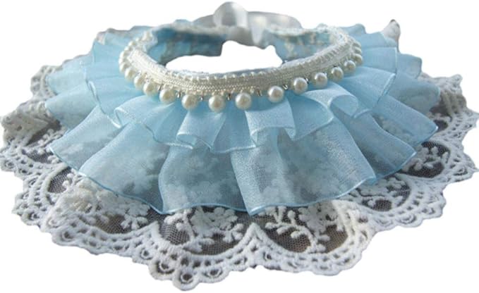 RayMinsin Pet Bandana CostumeCat Dog Cute lace Princess Saliva Towel Dog bib Scarf bib bib Small Dog cat Dress up Accessories (Blue)