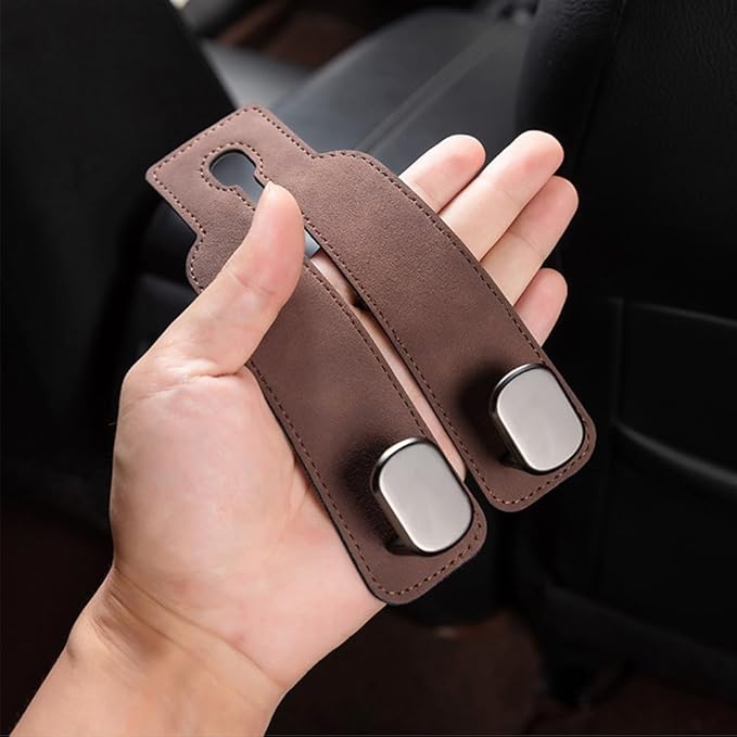 Car Hooks for Headrest,2PCS Car Seat Back Storage Hook for Headrest,Car Seat Multifunctional Bag Hook,Car Hooks for Purses,Bags,Handbags (Brown)