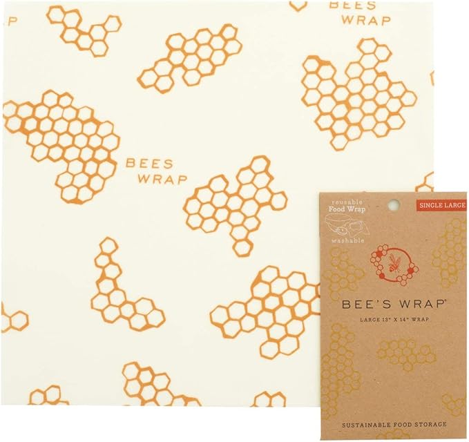 Bee's Wrap - Large Single Pack - Made in The USA with Certified Organic Cotton - Plastic and Silicone Free - Reusable Eco-Friendly Beeswax Food Wrap - Honeycomb Print - 13" x 14"