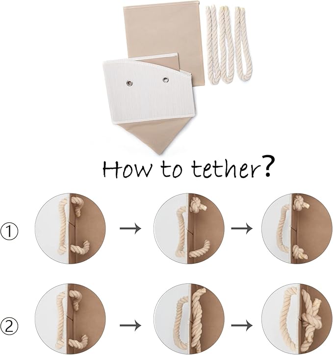 Geyecete Large Dog Toys Storage Bins-Foldable Fabric Trapezoid Organizer Boxes with Weave Rope Handle,Collapsible Basket for Shelves,Dog Apparel(Beige-Dog)