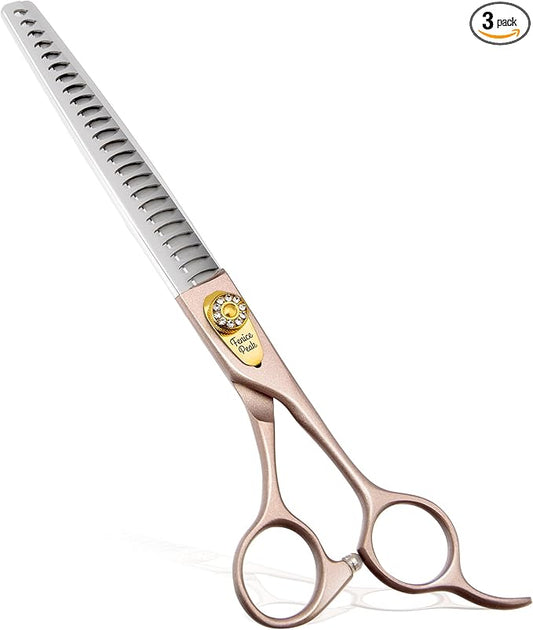 Fenice Peak Thinning Shears for Dogs and Cats Pet Grooming Scissors Chunkers Shears 440C Stainless Steel Professional Dog Trimming Scissors 7''
