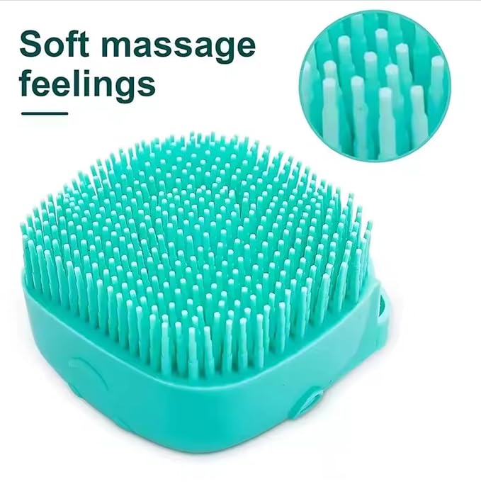 2-in-1 Dog Bath Brush with Shampoo Dispenser – Soft Silicone Pet Grooming Brush for Dogs & Cats – Gentle Massage & Deep Cleaning Bath Scrubber, Easy to Use and Refill, Pink