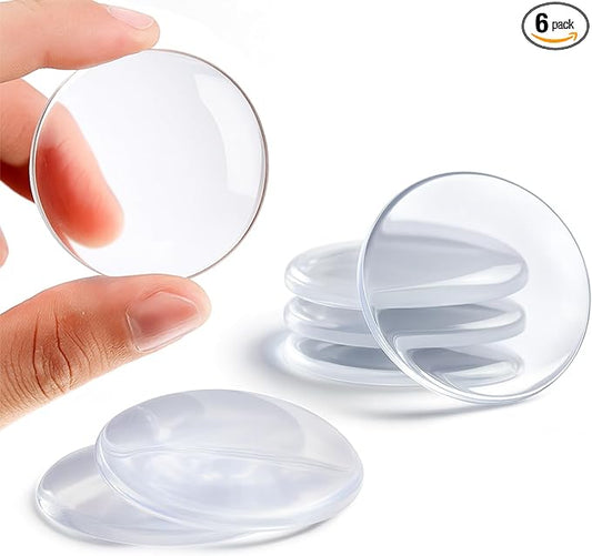 Door Stoppers for Wall, Etybetopstar 6Pack 2" Rubber Door Knob Wall Protectors, Strong Self-Adhesive Door Bumpers for Wall, Quiet & Shock-Absorbing Door Handle Stopper, Clear