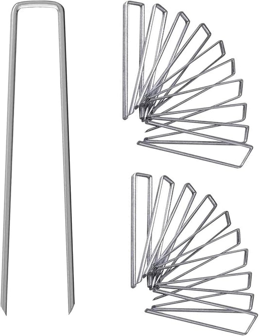 12 Inch Galvanized Garden Landscape Staples Stakes, 25 50 100 PCS Anti-Rust Garden Staples Tent Ground Stakes U-Shaped Landscape Pins for Secure Lawn Fabric, Decoration (50, 12 Inch)