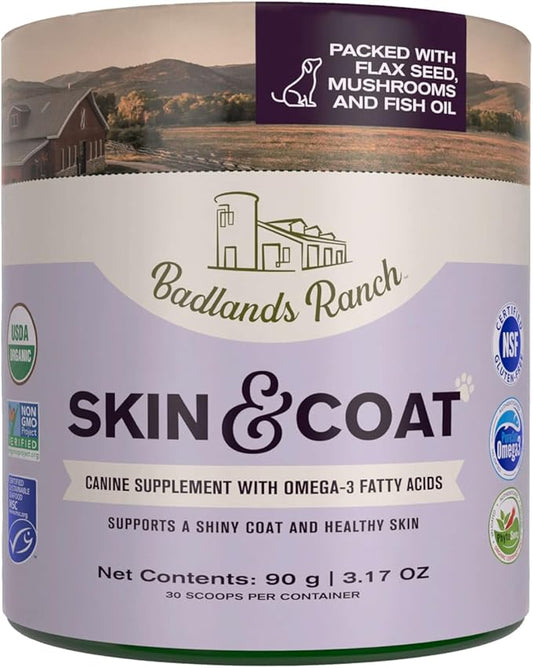 Skin & Coat Canine Supplement w/Omega-3 Fatty Acids, Org. Ingredients, Antioxidant Topper, Nourish Coat &Paws, Joint, Support Shiny Coat & Healthy Skin by Katherine Heigl (30 Scoops)