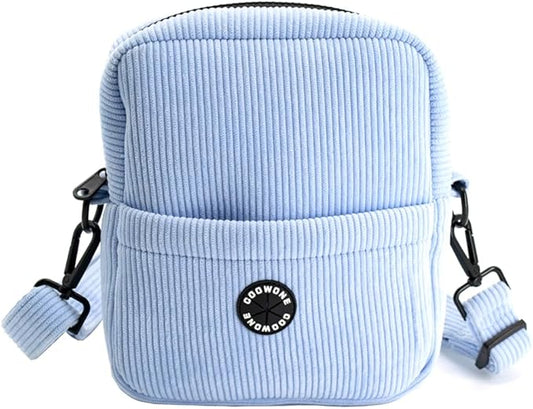 COOWONE Dog Treat Pouch, Velvet Dog Walking Fanny Pack with Built-in Poop Bag Dispenser | Large Capacity Pet Travel Training Bag for Treats, Kibbles, Pet Toys (Blue)