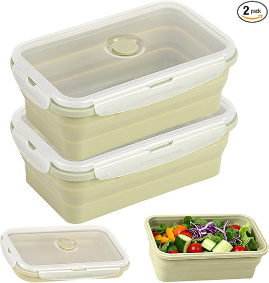 Large Collapsible Food Containers with Lids, Collapsible Bowls For Camping, Save Space, Leak-Proof Silicone Storage Bowls, 2pack 1200ml, Dishwasher, Microwave Freezer Safe