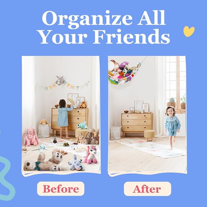 Stuffed Animal Hammock XL | Corner Stuffed Animal Storage & Plushie Net | Extra Large Toy Hammock for Stuffed Animals | Easy Hang, Hardware Included | White Bedroom Decor | by Lilly's Love