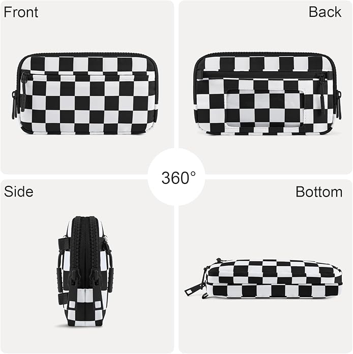 Checkered WristleWallets for Women, RFID Wallet Crossbody with 4 Zippers, Credit Card Holder Cell Phone Organizer