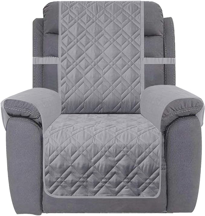 Ameritex Waterproof Nonslip Recliner Cover Stay in Place, Dog Chair Cover Furniture Protector, Ideal Recliner Slipcovers for Pets and Kids (23", Light Grey)