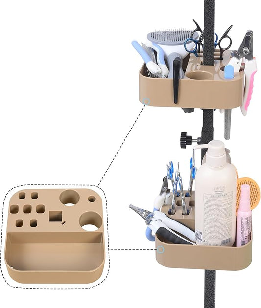 Huioqwe Pet Grooming Organizer for Scissors, Brushes and Tools-Rotatable Multi-Compartment Grooming Arm Stand