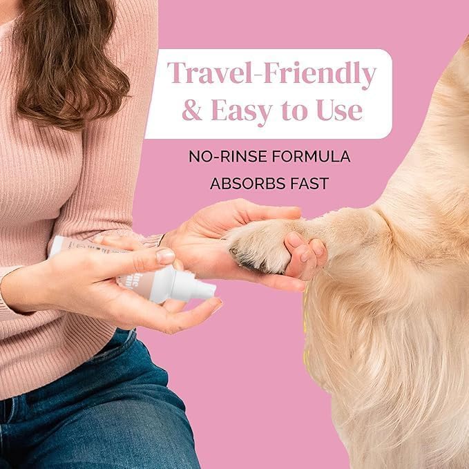 Dog Paw Cleaner - Alcohol Free Paw Cleansing Spray - Made with Coconut, Aloe, Copaiba Oil, and Lemongrass Oil to Nourish and Clean Paws - Made in The USA (Rosewater 2 Oz)