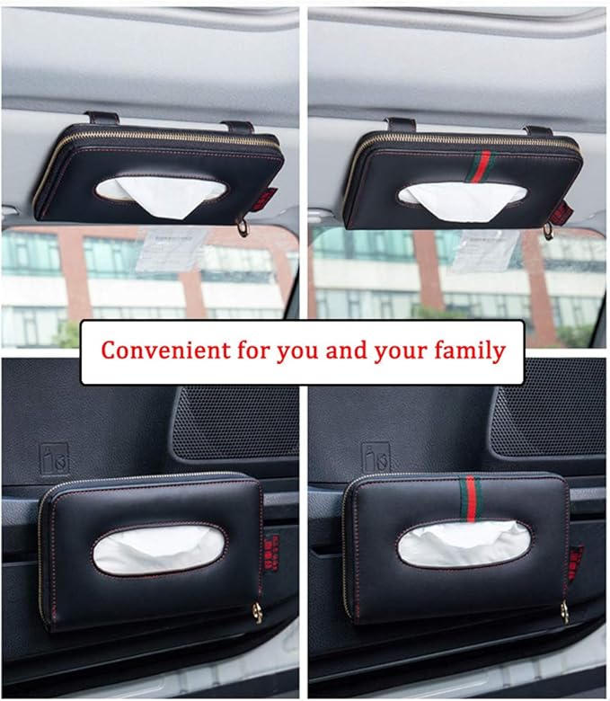 Car Tissue Holder, Car Visor Tissue Holder, Perfect Solid Color Auto Tissue Box, Tissue case Holder for car (Black)
