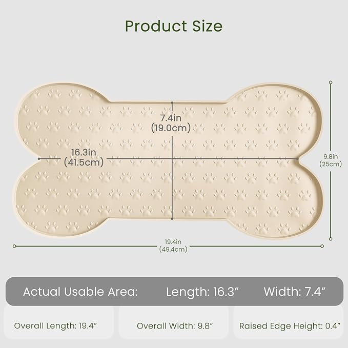 Dog Food Mat Anti-Slip Silicone Dog Bowl Mat Thicker Pet Placemat Waterproof Cat Feeder Pad with Raised Edge Puppy Kitten Feeding Mats Suitable Small Medium-Sized Dogs Cats Eating Tray