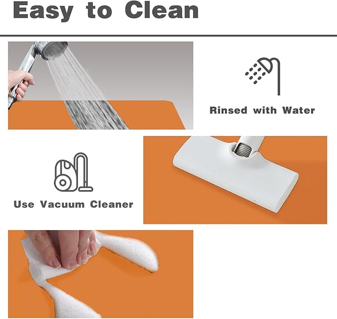 Bathroom Mat Quick Dry, Bathroom Rugs Non Slip Washable Thin Absorbent Bath Mat Fits Under Door Bathroom Floor Mat Perfect for Bath, Shower, or Sink 24"x48" Orange