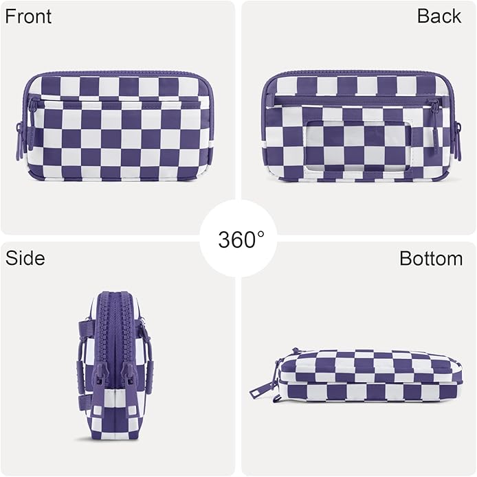Checkered WristleWallets for Women, RFID Wallet Crossbody with 4 Zippers, Credit Card Holder Cell Phone Organizer