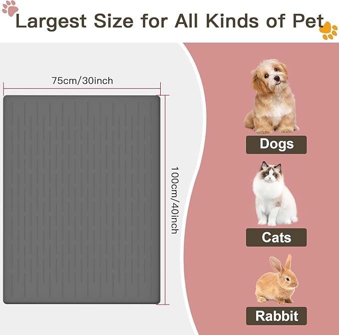 Largest Dog Food Mat, 39.5"x29.5" Silicone Dog and Cat Mat for Food and Water Bowls, Thinken Waterproof Non-Slip XXXL Pet Feeding Mat for Floors (Avocado Green)