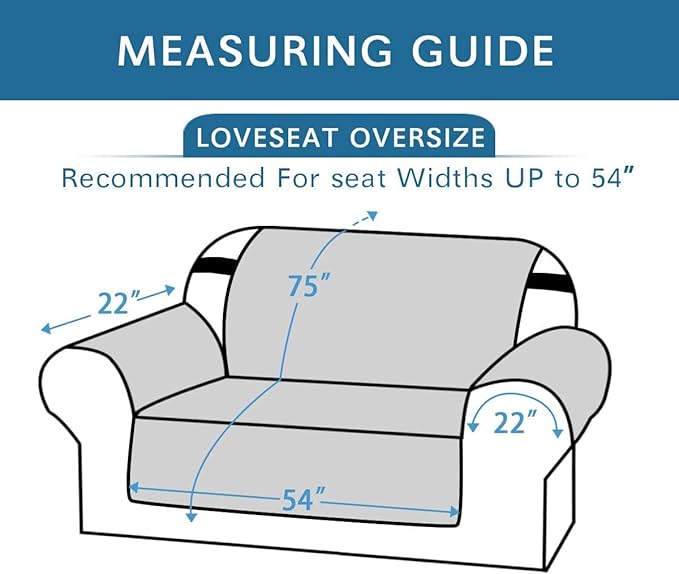 H.VERSAILTEX Reversible Loveseat Cover Water Resistant Furniture Protector for Dogs Non Slip Couch Cover with Elastic Strap Washable Loveseat Slipcover(Oversized Loveseat, Light Grey/Beige)