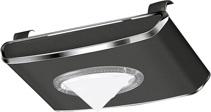 Leather Car Tissue Box for Car Interior, Multi-Function Tissue Holder with Visor Clip, Armrest & Back Seat Napkin Organizer, Vehicle Tissue Dispenser Accessories (Black Hanging)