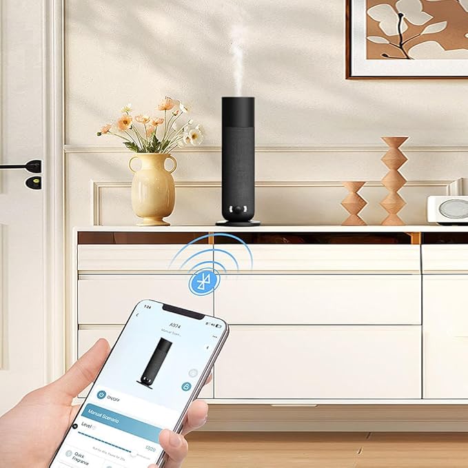 Smart Scent Air Machine for Home - Cold Air Technology Waterless Essential Oil Diffuser with Roy Tranquility Oil Set, Covers Up to 2000 Sq.Ft, Quiet Aromatherapy Machine for Hotel, Spa (Black)