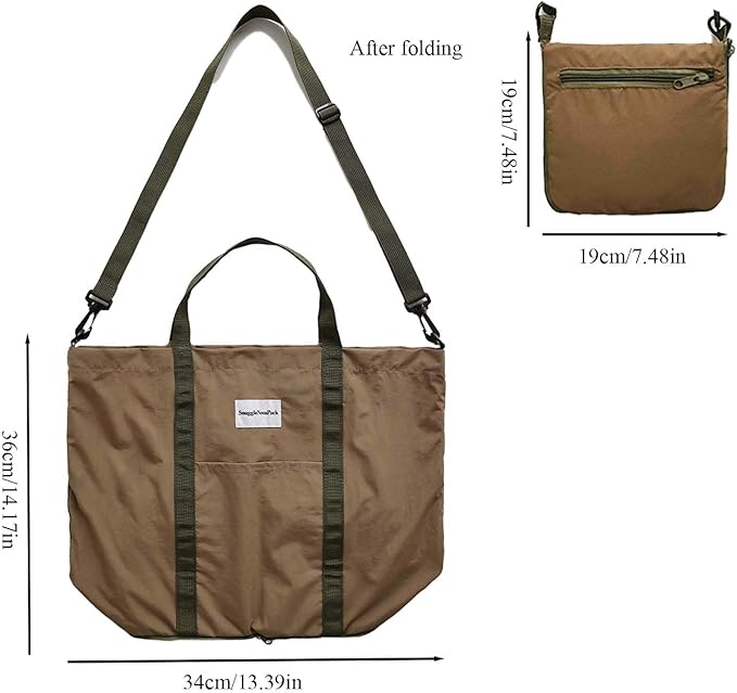 Foldable Travel Tote Bag, Water-Resistant Tote Bag with 3 External Mesh Pockets for Travel, Daily Use, Outdoor