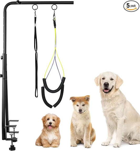 Dog Grooming Table Arm, 35" Height Adjustable Pet Grooming Arm with Double Clamp for Small and Medium Dogs,Grooming Loop Noose and No Sit Haunch Holder