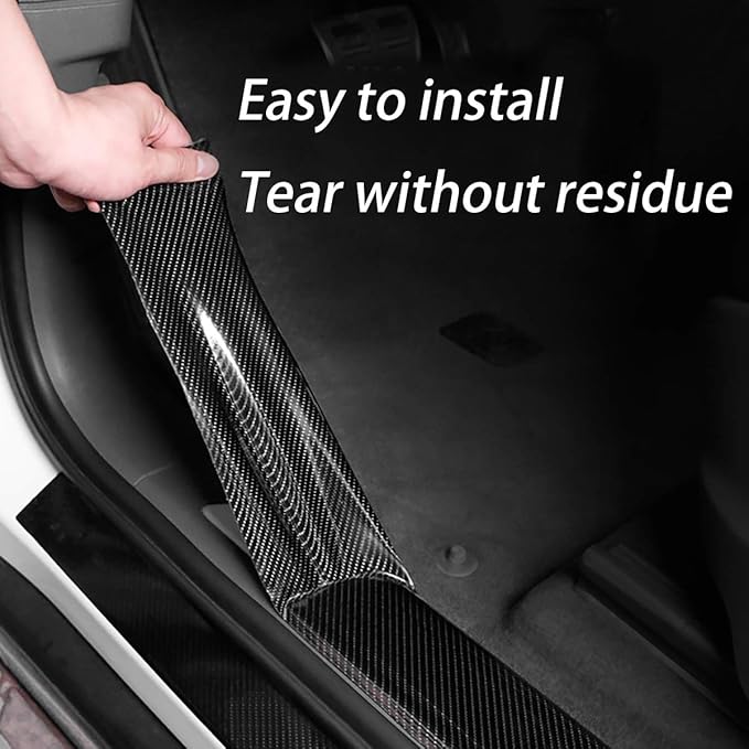 DGSL Car Door Edge Guards Door Sill Protector, 2.7In x 33Ft 5D Carbon Fiber Car Wrap Film, Vinyl Automotive Wrap Film Anti-Collision Fits for Most Vehicles (Black)