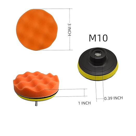 BLINGOBLING 12Pcs 3inch Foam Buffing Polishing Pads Kit, with Coral Fleece Pad, Backing Plate, M10 Drill Adapter, Car Buffing Kit for Car Polishing, Waxing, Sealing Glaze (12Pcs-3inch)