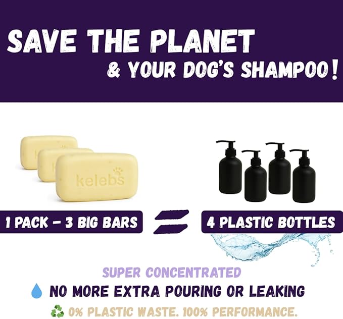 Kelebs Dog Shampoo | Allergies and itching | Dog Shampoo for Sensitive Skin | All Natural Dog Soap Bar with Lavender Oil & Oatmeal | Puppy Shampoo | No Plastic Vegan | 6PCS - Family Pack