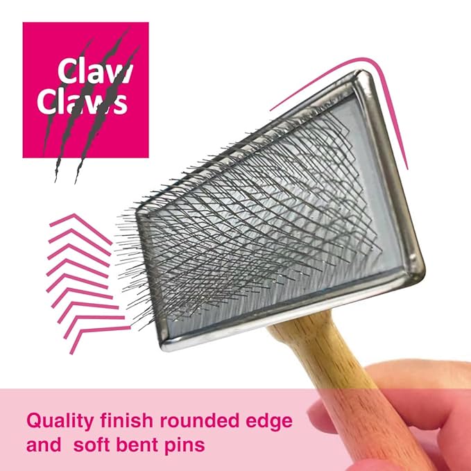 Claw Claws Pet Slicker Brush for Large Dogs, Wooden Handle, Gently Remove Tangled and Mats Hair, Pet Grooming Brush Tool, Sheepskin Wool Carders (3.85")