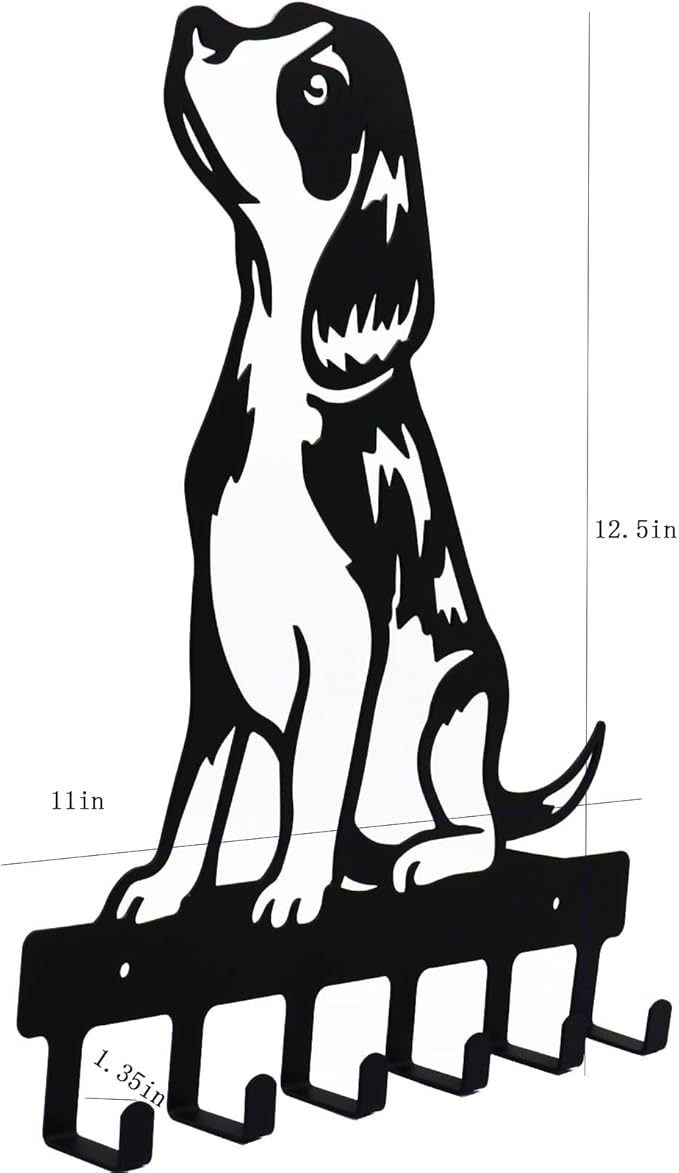 YANGZHI Wall Mount Key Hooks, Wall Decorative Dog Family Key Holder Black Dog Wall Hooks Hanger Gift for Bedroom, Living Room, Kitchen, Bathroom Hardware Hooks Beagle (11 * 12.5 inches)