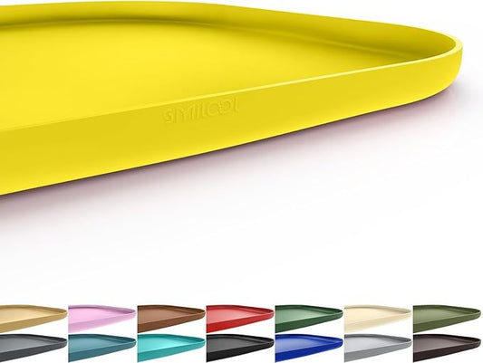 Silicone Pet Food Mat with Raised Edge for Food and Water Bowl, Dog Feeding Mats, Cat Food Trays for Floor Waterproof, Rubber Tray for Dogs and Cats, 22 x 14 x 0.8 Light Yellow
