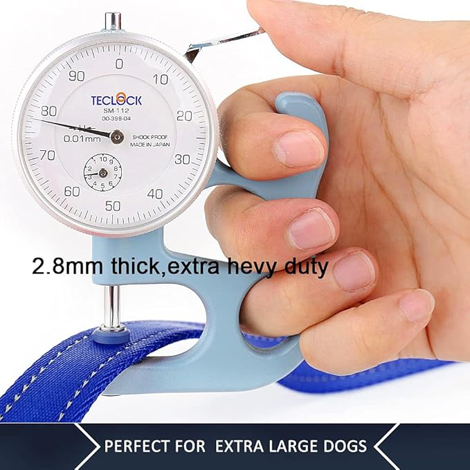 Plutus Pet Double Handle Dog Leash 4ft, Heavy Duty, Reflective Dual Handle Dog Leash for Safety Training, for Medium Large Dogs,2 Handle Leads(Navy Blue)