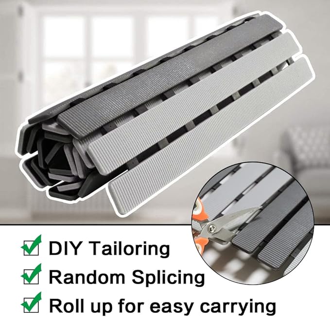 Shower Mat Non Slip Bathtub Mat with Suction Cups and Drain Holes 27.5 x15.7 Inch Bath Mat for Tub & Shower.Easy Dry,Easy to Cut,Eco-Friendly