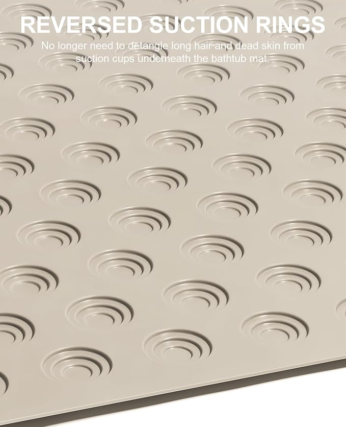 OTHWAY No Suction Cup Bath Mat: 39x16inch Extra Long Bathmat│Perfect for Refinished Bathtub Mat│Made of Nature Rubber│a Blessing for The Elderly and Children (Brown)