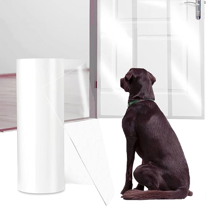 Door Protector from Dog Scratching 200" x 8.2" Cat Scratch Door Frame Single Sided Adhesive Protector Anti Dog Scratch Door Guard for Dogs Clear CHUANGSEED
