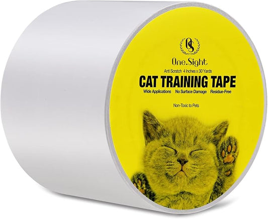 One Sight Anti Cat Scratch Tape, 4 inches x 30 Yards Transparent Clear Double Sided Cat Training Tape, Scratch Deterrent for Furniture, Couch Protector