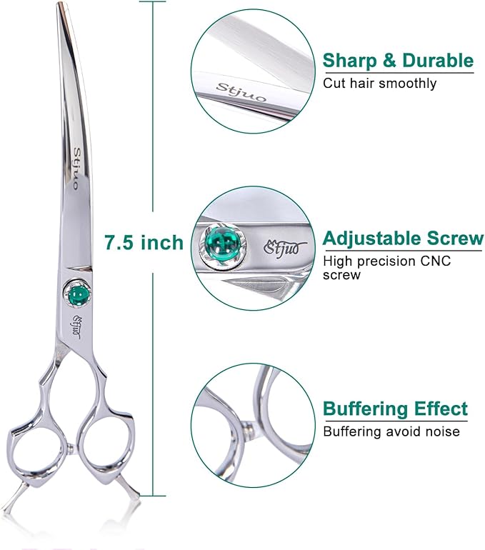 Dog Grooming Curved Scissors 7 inch Professional Pet Shears Made Of Japanese Advanced Stainless Steel Professional Grooming Scissors for Dogs Cats and Other Pets