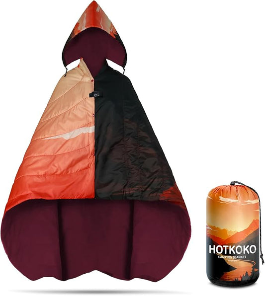 Hooded Stadium Blanket, Waterproof Fleece Wearable Camping Blanket