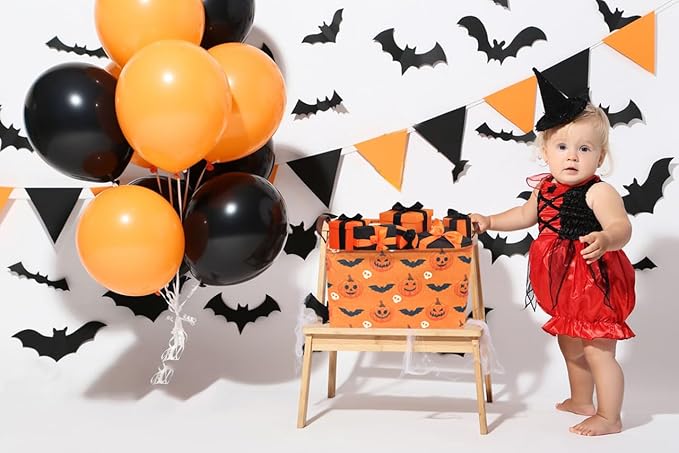 Rectangular Halloween Baskets,Pumpkin Basket for Kids with Handles. Candy Basket,Books Bins. (Halloween Pumpkin)