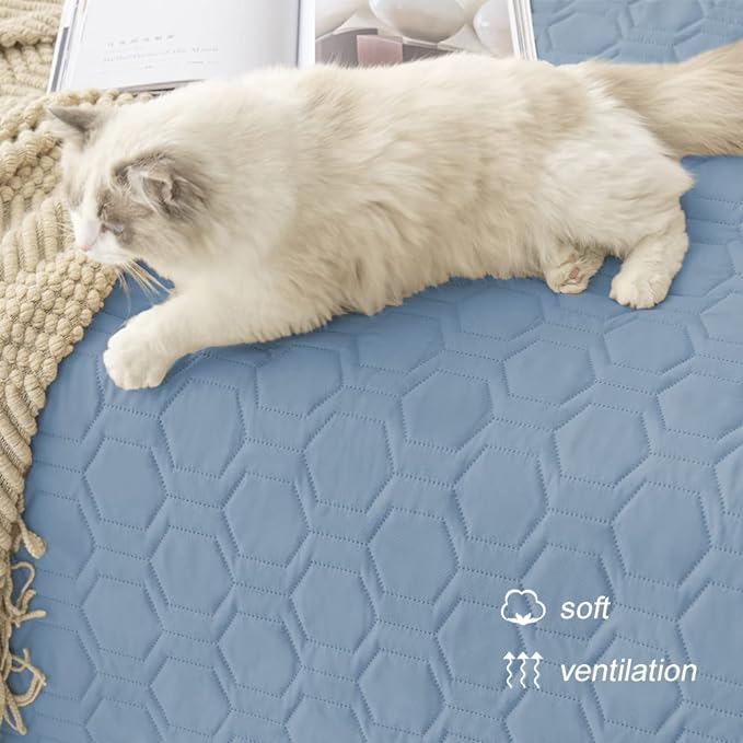 Waterproof and Anti-Slip Dog Bed Cover and Pet Blanket Sofa Pet Bed Mat ，car Incontinence Mattress Protectors Furniture Couch Cover for Most Cats Dogs, Pets（52x82-Stoneblue）