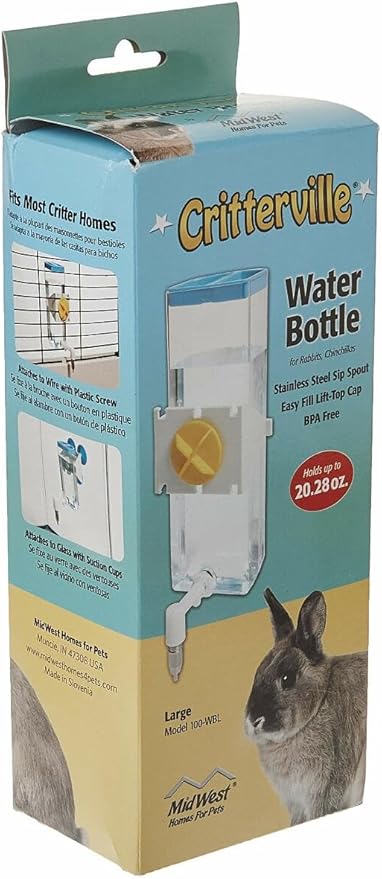 MidWest Homes for Pets Large Animal Water Bottle | Ideal for Hamsters, Mice, Guinea Pigs & Rabbits, Large