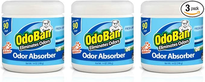 OdoBan Solid Odor Absorber Eliminator for Home and Small Spaces, Fresh Linen Scent, 14 Ounces Each, 3-Pack