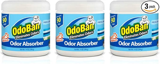 OdoBan Solid Odor Absorber Eliminator for Home and Small Spaces, Fresh Linen Scent, 14 Ounces Each, 3-Pack