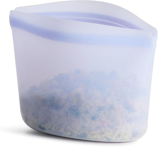 Stasher Premium Silicone Reusable Food Storage Bowl, Lavender, Microwave, Sous Vide, Dishwasher, Oven and Freezer Safe, BPA Free, Leak-free, Eco-friendly, 2-Cup Bowl