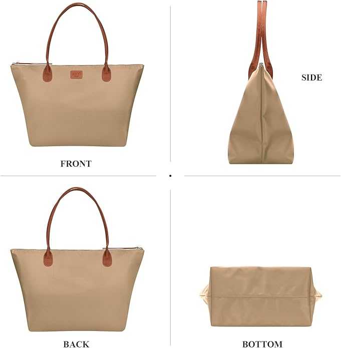 Nylon Tote Bag for Women, Large Foldable Weekend Hobo Purses for Women, Shoulder Tote Handbags with Zipper | Nylon, Large, Foldable, Weekend, Tote, with Zipper